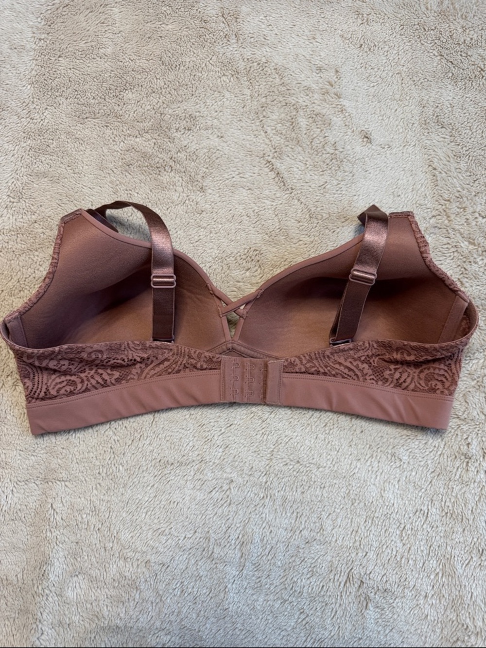 Dusty Rose Lace-Trim Wireless Bra 38D Like New - Picture 5 of 7